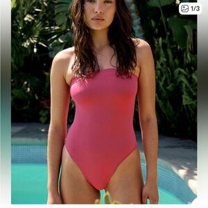 Toast Swim for Free People signature tube One-Piece strapless Swimsuit New
